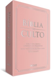 B�blia do culto Letra Gigante Cl�ssica luxo Rosa com harpa