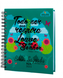 B�blia Sagrada KJA 1611 - Espiral  Verde Pulm�o Texto Colorido