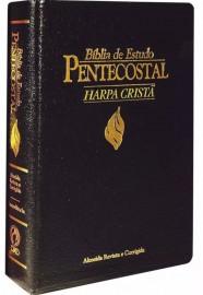B�blia de Estudo Pentecostal Media Com  Harpa Preta Luxo