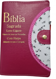 Bblia Letra Grande Econmica  Meia Lua Com Caneta C. Harpa Palavras de Jesus em Vermelho