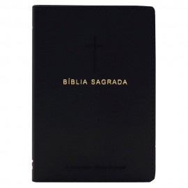 B�blia Sagrada NAA Refer�ncias Cruzada Capa Luxo Preta Couro Sintetcio