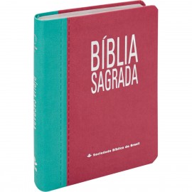 Bblia RA Luxo Bicolor Letra Gigante Com Indice Turquesa e Pink