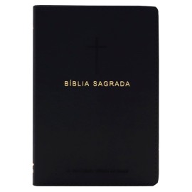 B�blia Sagrada NAA Refer�ncias Cruzada Capa Luxo Preta Couro Sintetcio