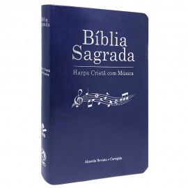 Bblia Sagrada RC com Harpa Crist com Msica Azul