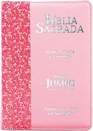 Bíblia Letra Jumbo PU Zíper Rosa