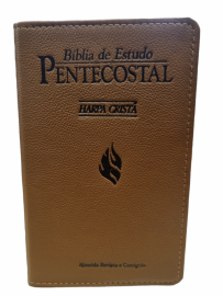 Bblia Pentecostal Couro Legitimo Media Caramelo