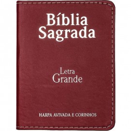 Bblia Letra Grande Arc Capa Luxo Pu Com Harpa e Corinhos Bord