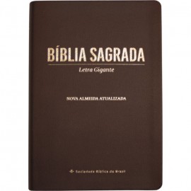 B�blia Luxo  NAA - Letra Gigante - Linha Ouro Marrom