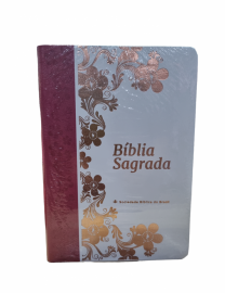 Biblia Luxo Letra Grande Branco e Rosa Juno 