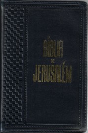 B�blia De Jerusal�m Media Luxo Azul Lateral Dourada Couro Sint�tico