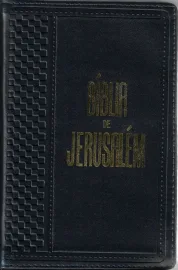 B�blia De Jerusal�m Media Luxo Azul Lateral Dourada Couro Sint�tico