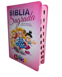 Biblia Turminha Da Graa Rosa com indice