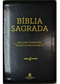 Biblia NVI Preta Luxo Palavras de Jesus em vermelho Leitura Perfeita Com Indice