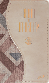 B�blia de Jerusal�m - M�dia  Z�per  Capa Bicolor bege