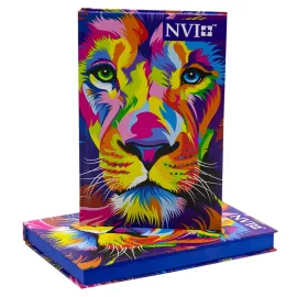 B�blia Nvi Slim Capa Dura Le�o Aquarela