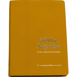 B�blia Slim  Couro Leg�timo Colors Acafrao