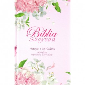 Bblia Floral Dlia Feminina ARC Letra Normal com Harpa Capa Dura