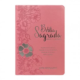 B�blia Letra Hipergigante Arc Full Color Pu Luxo Com Harpa Com �ndice Rosa