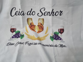 Kit de Toalha de Santa Ceia 1,5Mt Branca Estampada 4 Pe�as Oxford