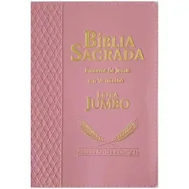 B�blia Jumbo Ziper Rosa Full Collor Com Harpa - Palavras de Deus em Azul e Jesus em Vermelho