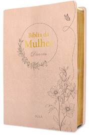 B�blia da Mulher Deus e Elas  NAA  Capa Luxo Couro Soft Champagne