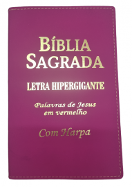 Bblia Hipergigante Com Harpa Lateral Floral Palavra de Jesus em Vemelho e Deus em Azul