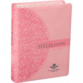 B�blia Media Letra Grande Luxo Rosa