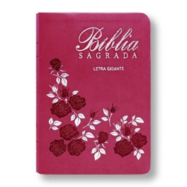 Biblia Letra Gigante Rosa Pink Luxo Naa Flores COM INDICE