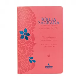 B�blia Letras Extra Gigante Texto Colorido Palavras De Consolo Em Azul Profecia Em Verde - Rosa Flor Azul