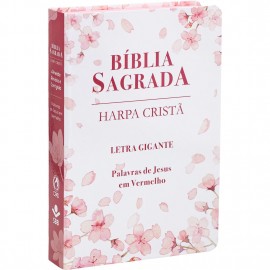 B�blia Sagrada com Harpa Crist� Letra Gigante Semi Luxo Cerejeira