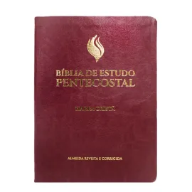 B�blia Pentecostal de Estudo Media Com  Harpa Vinho Luxo