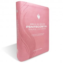 B�blia de Estudo Pentecostal Luxo para Jovens M�dia Rosa