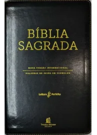 Biblia NVI Preta Luxo Palavras de Jesus em vermelho Leitura Perfeita Com Indice