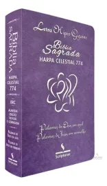 B�blia com Harpa 774  Letra Hipergigante Luxo Lilas Palavras de Jesus Em vermelho