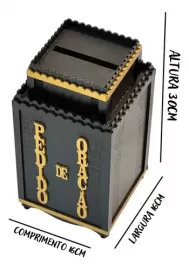 Gazofil�cio Mdf Madeira Preto Pedido de Ora��o Pequeno