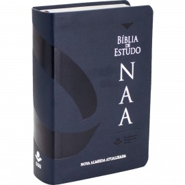 B�blia de Estudo NAA - Tamanho Medio Luxo Azul