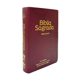 B�blia Letra Gigante, Luxo Edi��o com Letras Vermelhas e Harpa Crist� Vinho
