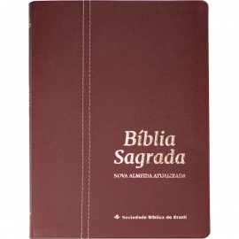 B�blia Slim  Couro Leg�timo Colors Rubi