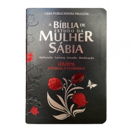 B�blia Da Mulher S�bia Texto Color Com Harpa - Tulipa Preta