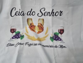 Kit de Toalha de Santa Ceia 2Mt Branca Estampada 4 Pe�as