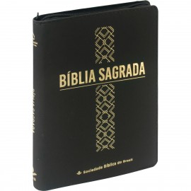 B�blia Sagrada  Naa- Linha Ouro Ziper Preta