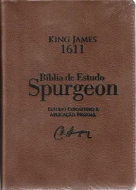 B�blia De Estudo Spurgeon BKJ 1611 Couro Legitimo Marrom