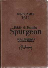 B�blia De Estudo Spurgeon BKJ 1611 Couro Legitimo Marrom