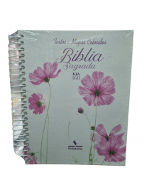 Bblia King James 1611 - Com Espaco Para Anotaoes Espiral Texto colorido flor