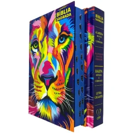 B�blia L. Grande Pjv Com  Harpa - Le�o Aquarela CPP com indice