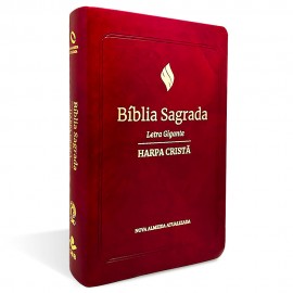 B�blia Com Harpa Crist� Luxo Letra Gigante Vinho NAA