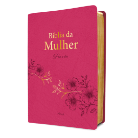 Bblia da Mulher Deus e Elas  NAA  Capa Luxo Couro Soft Rosa