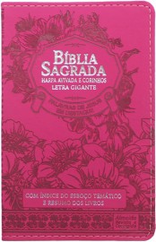 Bblia Letra gigante Capa PU Luxo floral pink