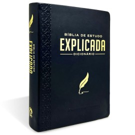 B�blia de Estudo Explicada M�dia Luxo Preta Com Dicionario