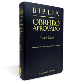B�blia Obreiro Aprovado M�dia Luxo Harpa Crist� Preta